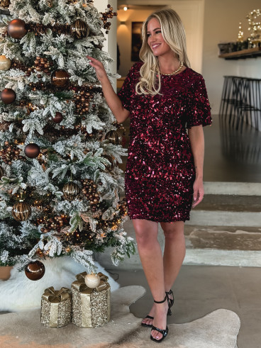 Robe courte à sequins Vienna - Bordeaux Robe courte à sequins Vienna - Bordeaux