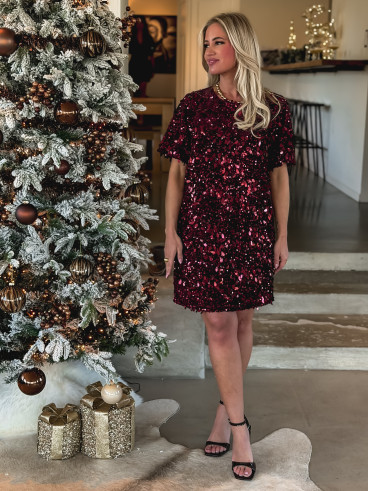 Robe courte à sequins Vienna - Bordeaux Robe courte à sequins Vienna - Bordeaux