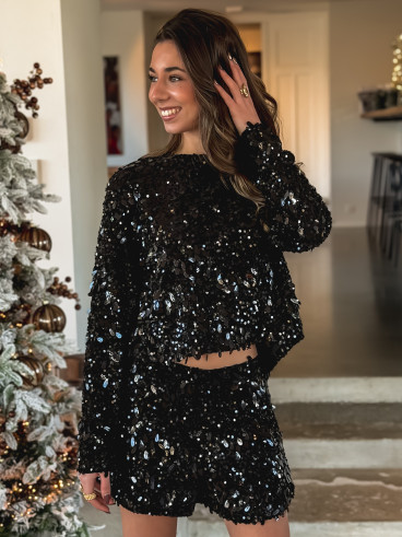 Short à sequins Dallie - Noir
