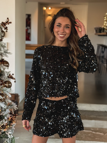 Short à sequins Dallie - Noir