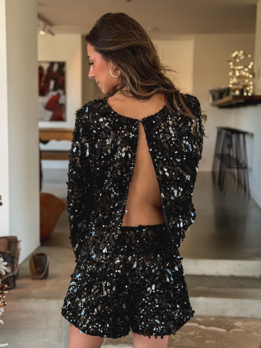 Short à sequins Dallie - Noir