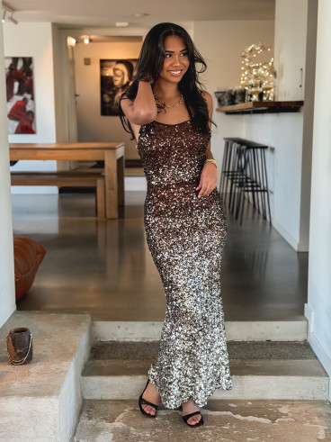 Robe longue Semia - Chocolat Robe longue Semia - Chocolat