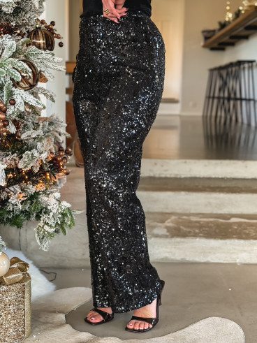 Pantalon à sequins Sama - Noir