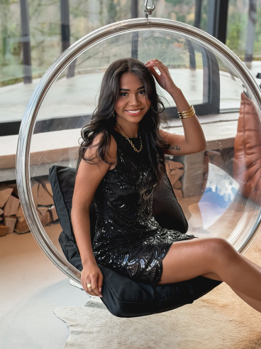 Robe courte à sequins Adélia - Noir