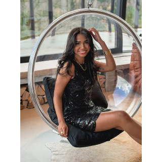 Robe courte à sequins Adélia - Noir