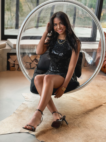 Robe courte à sequins Adélia - Noir