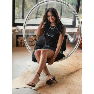 Robe courte à sequins Adélia - Noir