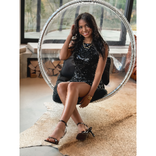 Robe courte à sequins Adélia - Noir