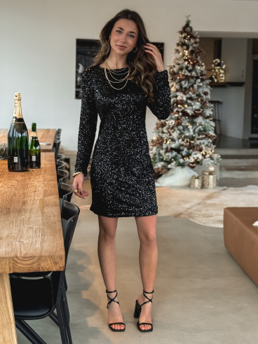 Robe à sequins Violaine - Noir