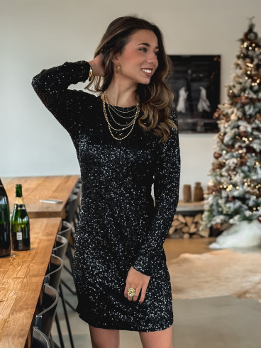 Robe à sequins Violaine - Noir