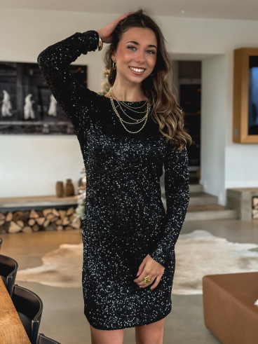 Robe à sequins Violaine - Noir