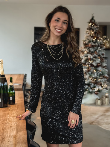 Robe à sequins Violaine - Noir