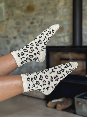 Chaussettes léopard Chryséa - Doré