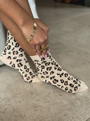 Chaussettes léopard Chryséa - Doré