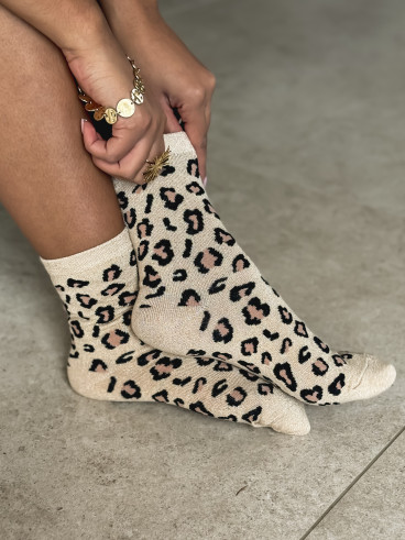 Chaussettes léopard Chryséa - Doré
