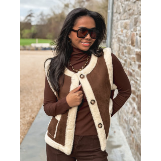 Veste sans manches Suède - Chocolat