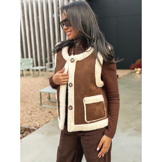 Veste sans manches Suède - Chocolat