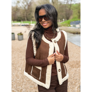 Veste sans manches Suède - Chocolat