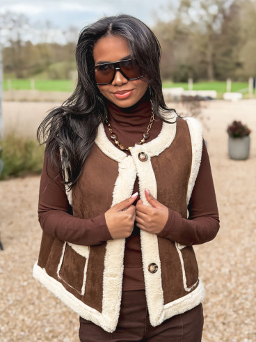 Veste sans manches Suède - Chocolat