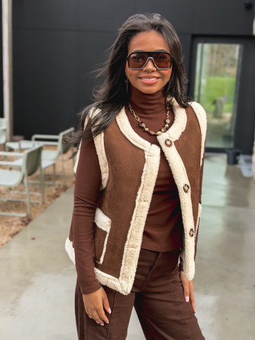 Veste sans manches Suède - Chocolat