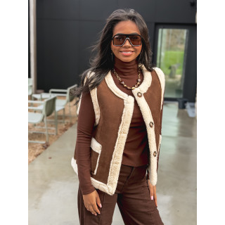 Veste sans manches Suède - Chocolat