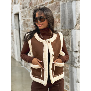 Veste sans manches Suède - Chocolat