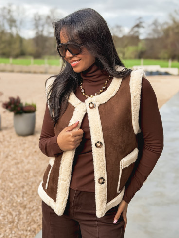 Veste sans manches Suède - Chocolat