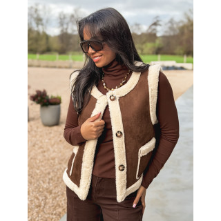 Veste sans manches Suède - Chocolat