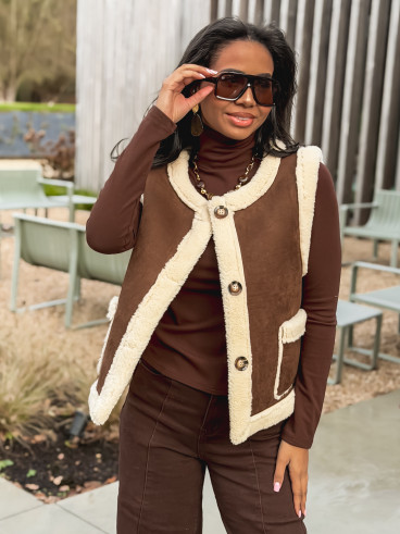 Veste sans manches Suède - Chocolat