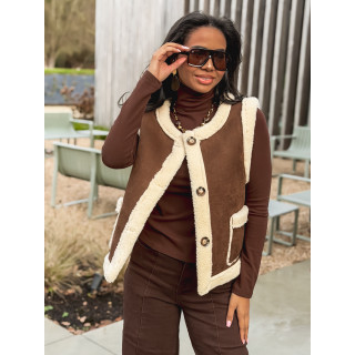 Veste sans manches Suède - Chocolat