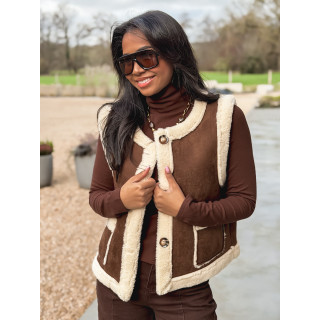 Veste sans manches Suède - Chocolat