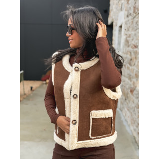 Veste sans manches Suède - Chocolat