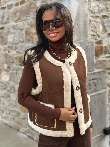 Veste sans manches Suède - Chocolat