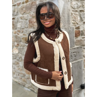 Veste sans manches Suède - Chocolat