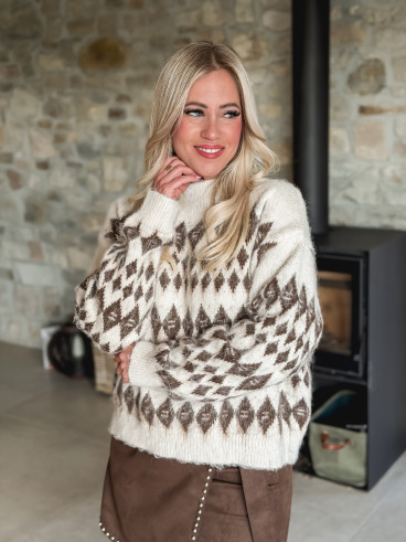 Pull à motifs Astoria - Beige