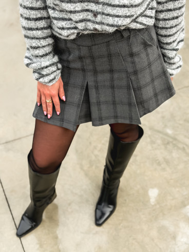 Jupe courte à carreaux Katarina - Gris Jupe courte à carreaux Katarina - Gris