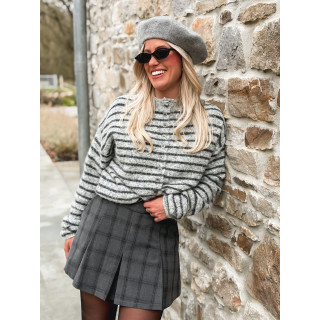 Jupe courte à carreaux Katarina - Gris