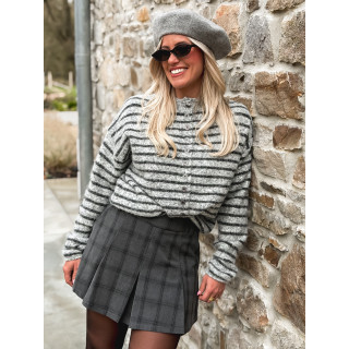 Jupe courte à carreaux Katarina - Gris