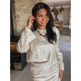 Jupe courte à sequins Talina - Beige