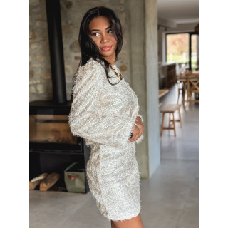 Jupe courte à sequins Talina - Beige