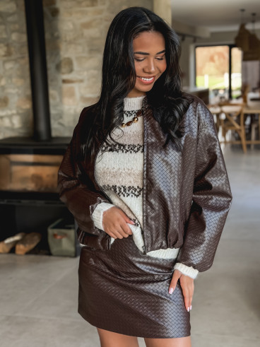 Veste en simili Isandra - Chocolat Veste en simili Isandra - Chocolat