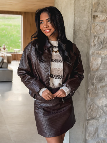 Veste en simili Isandra - Chocolat Veste en simili Isandra - Chocolat