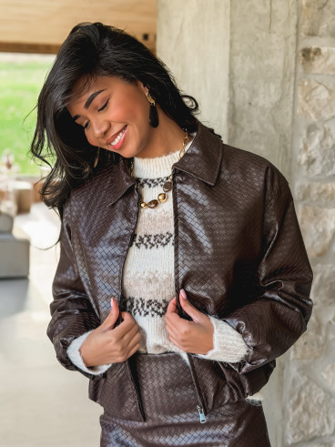 Veste en simili Isandra - Chocolat Veste en simili Isandra - Chocolat