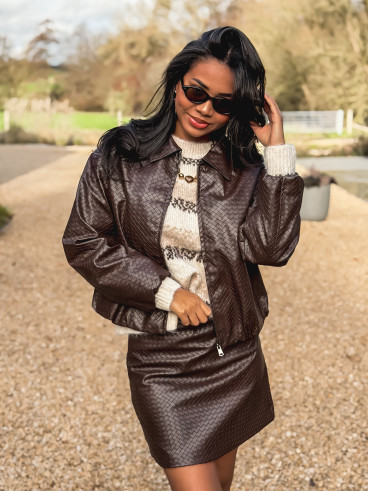 Veste en simili Isandra - Chocolat Veste en simili Isandra - Chocolat