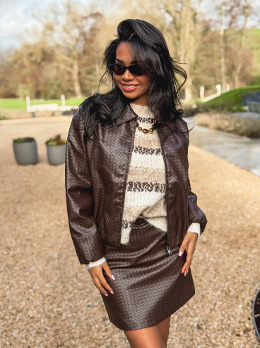 Veste en simili Isandra - Chocolat Veste en simili Isandra - Chocolat