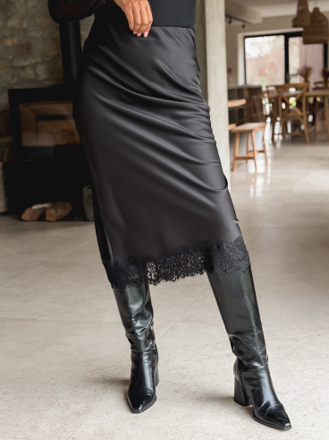 Jupe longue Lidwina - Noir Jupe longue Lidwina - Noir