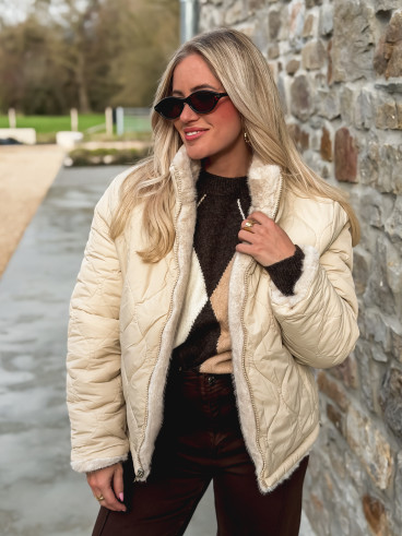 Veste fausse fourrure Crystal - Beige
