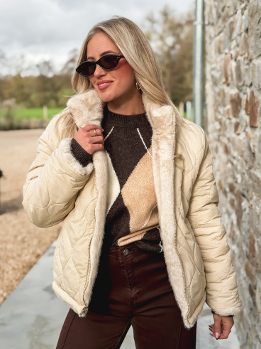 Veste fausse fourrure Crystal - Beige