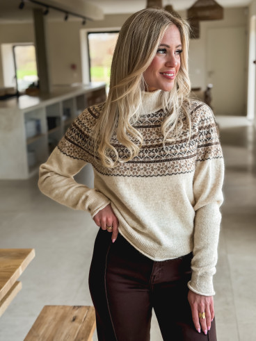 Pull à motifs Véronique - Beige