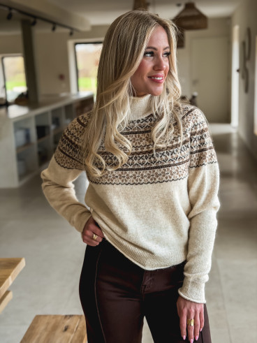 Pull à motifs Véronique - Beige